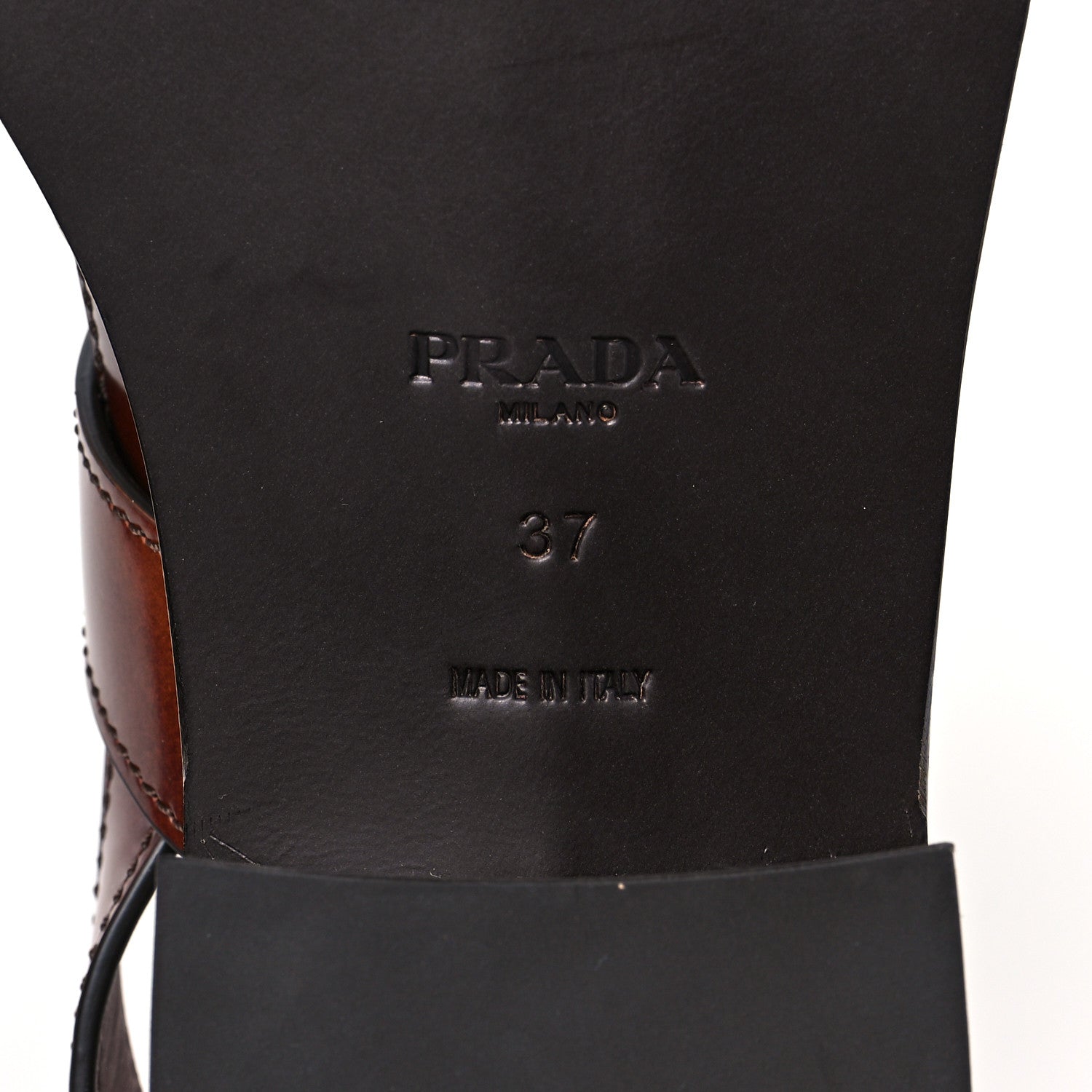 Prada Calfskin Buckle Sandals 37 Brown 6 of 7