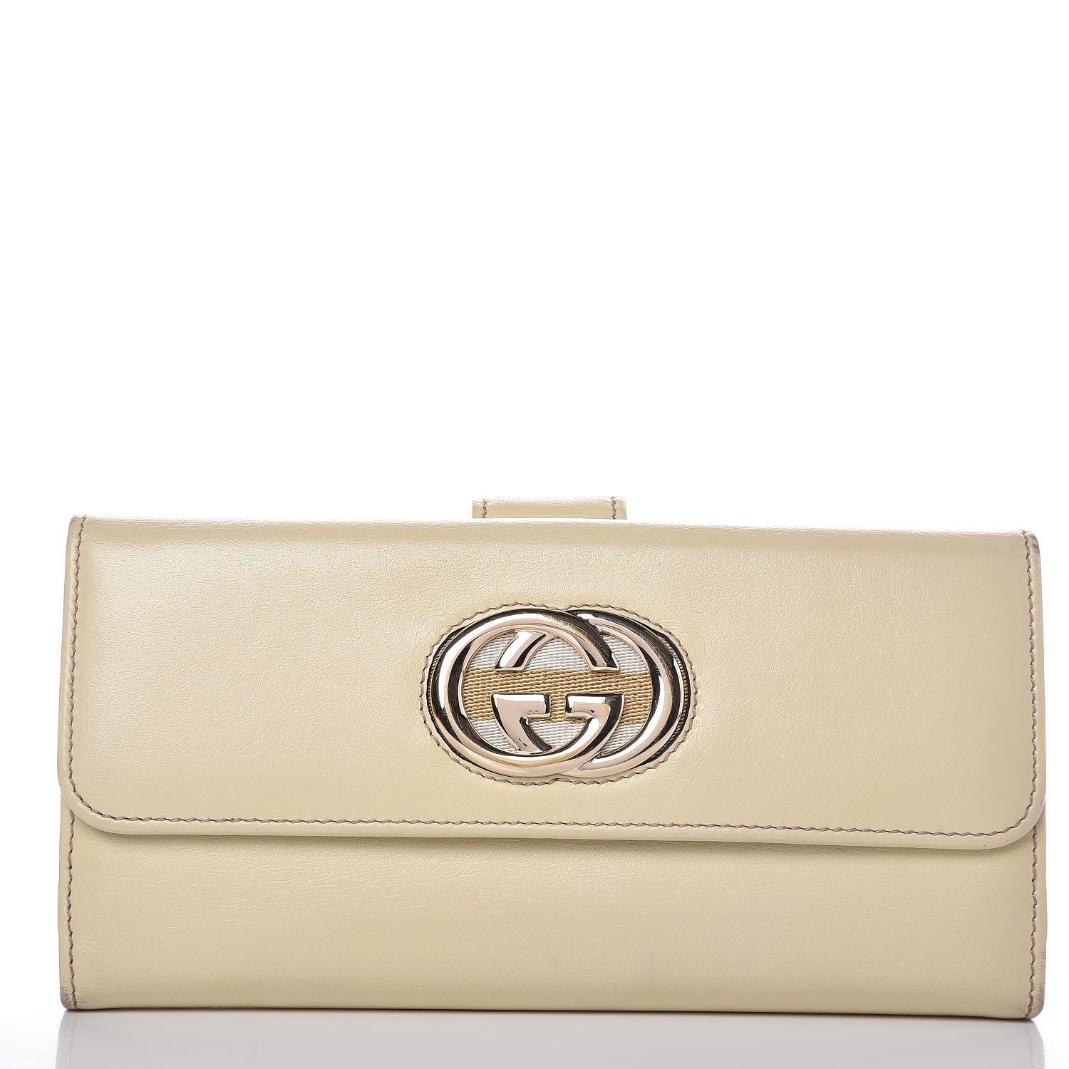 Gucci Calfskin Suede Britt Continental Flap Wallet Ivory 1 of 12