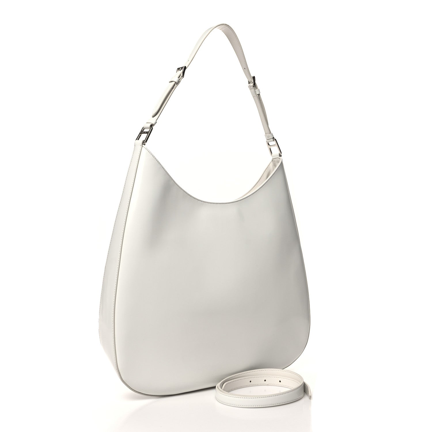 Prada Spazzolato Maxi Cleo Adjustable Strap Shoulder Bag White 2 of 10