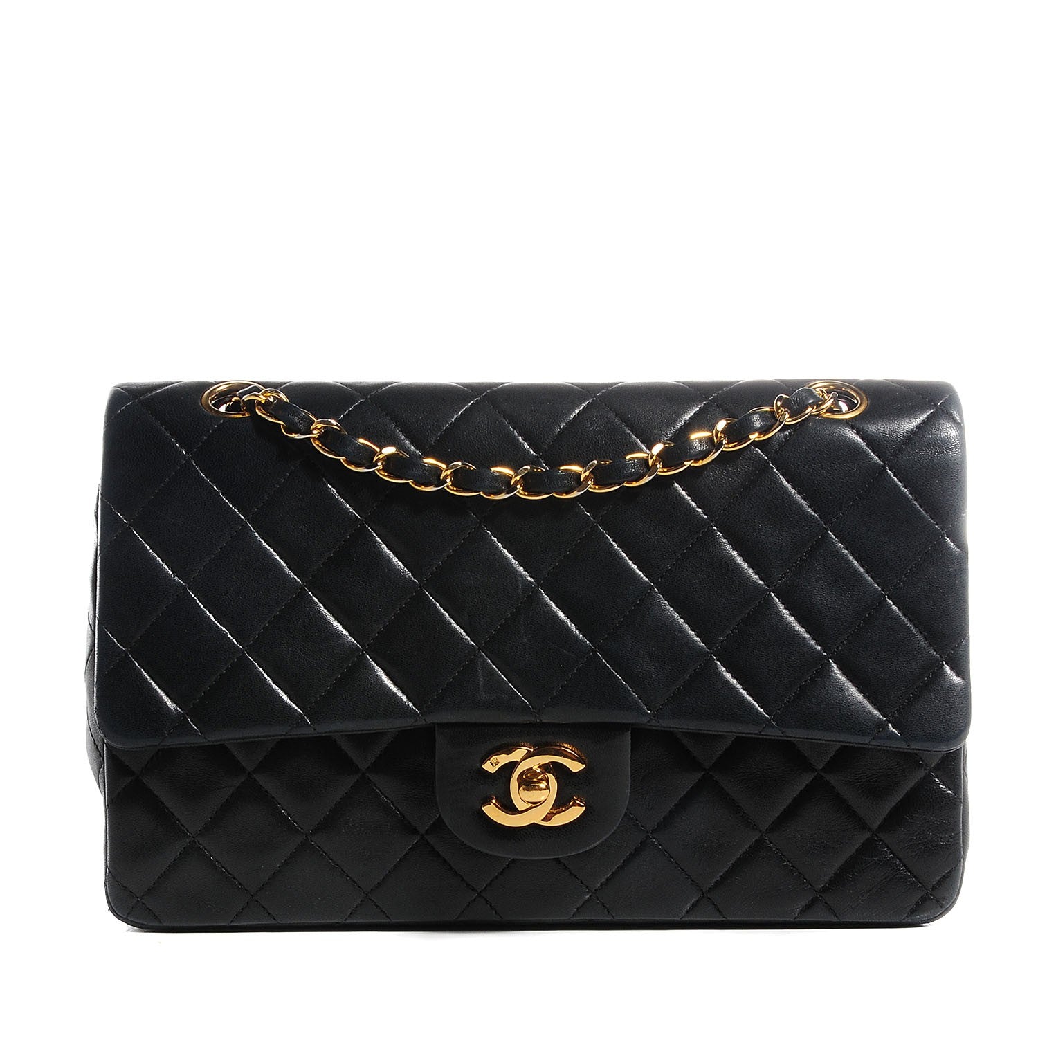 Chanel Lambskin Quilted Medium Double Flap Navy 1 of 9