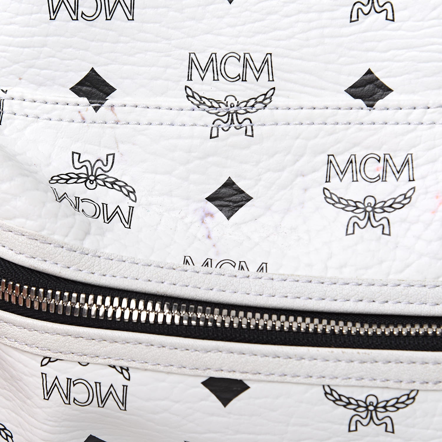 MCM Visetos Medium Stark Backpack White Red 18 of 21