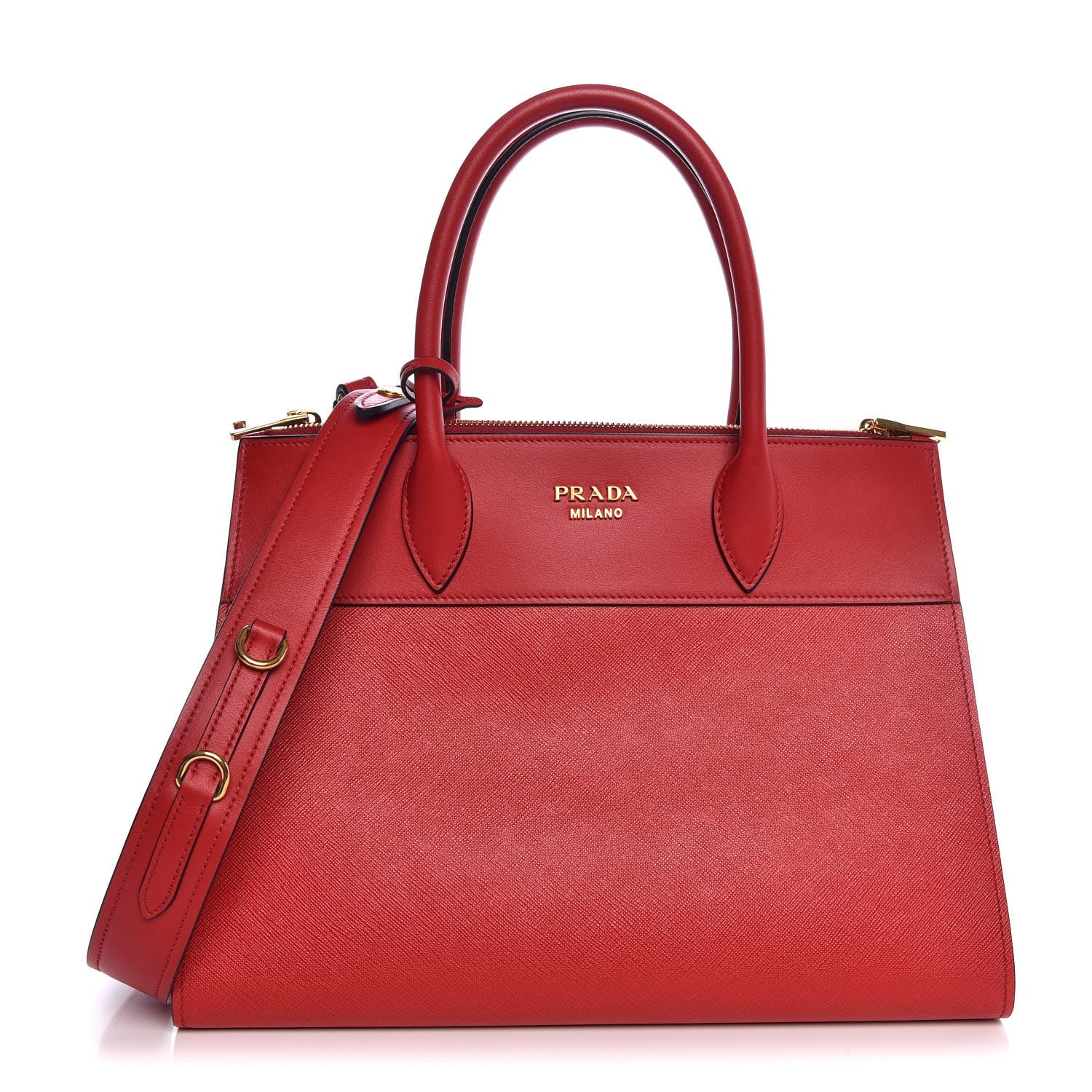 Prada Saffiano City Calf Medium Esplanade Tote Rosso 1 of 9