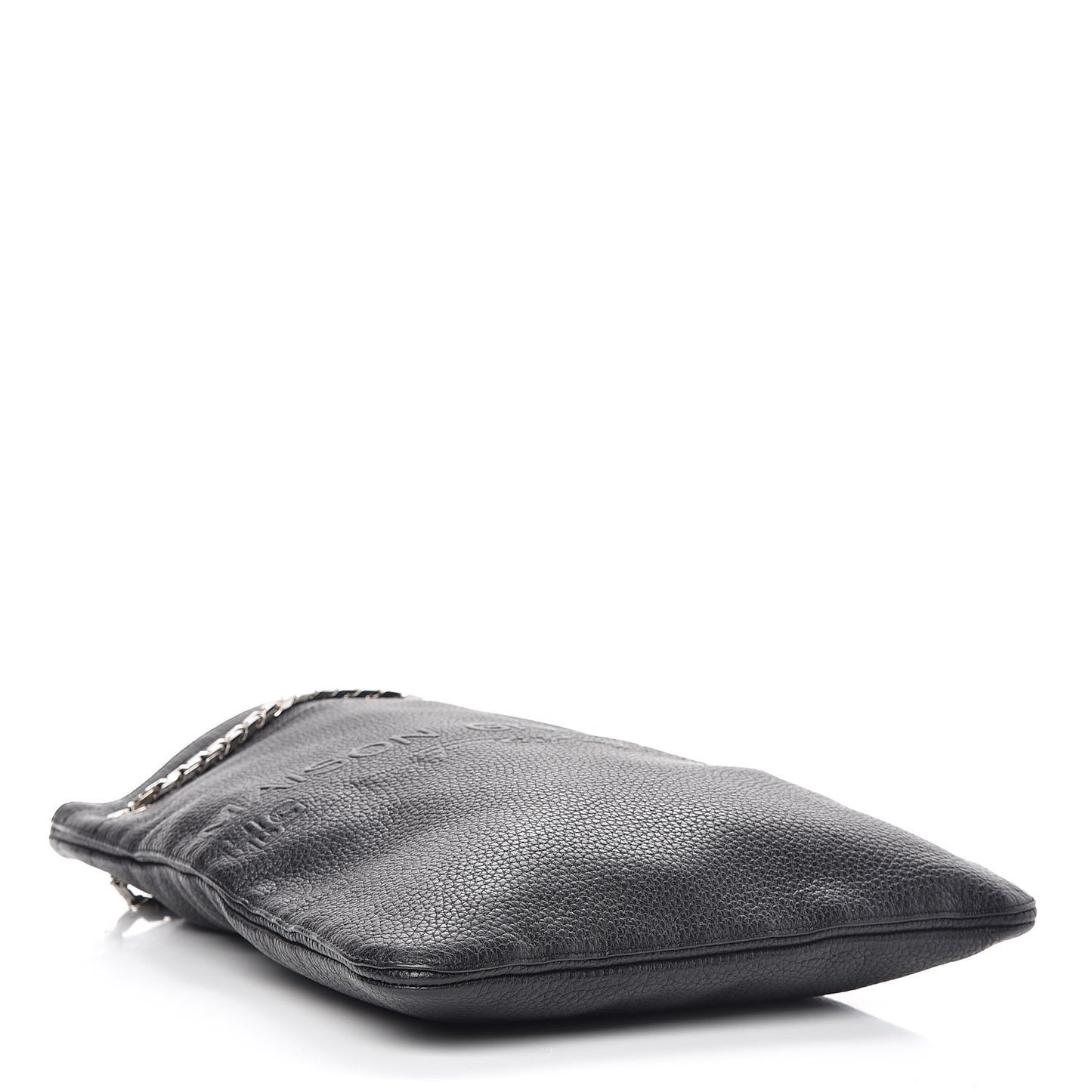 Pebbled Calfskin Large HDG Flat Tote Black