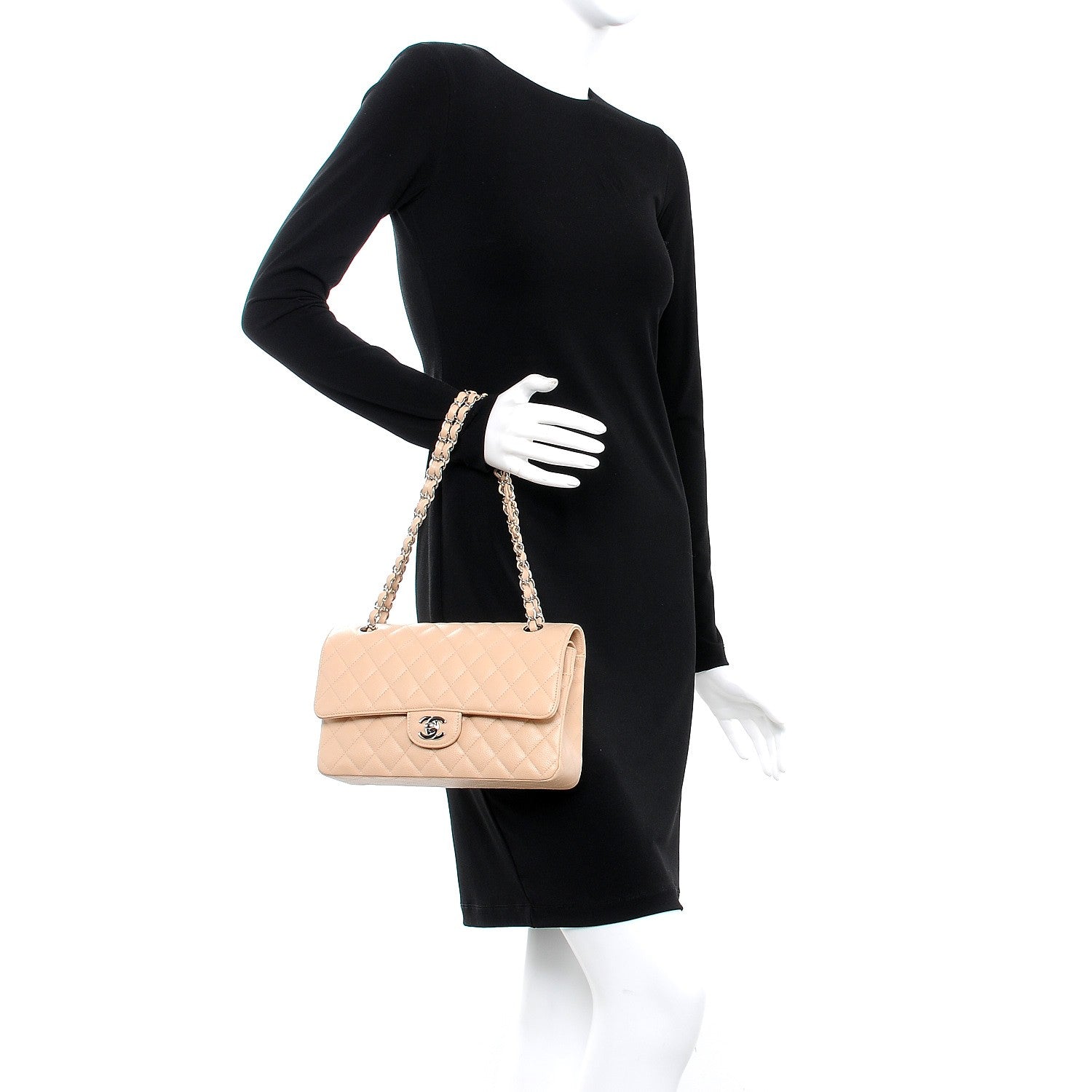 Chanel Caviar Quilted Medium Double Flap Beige Clair 3 of 8