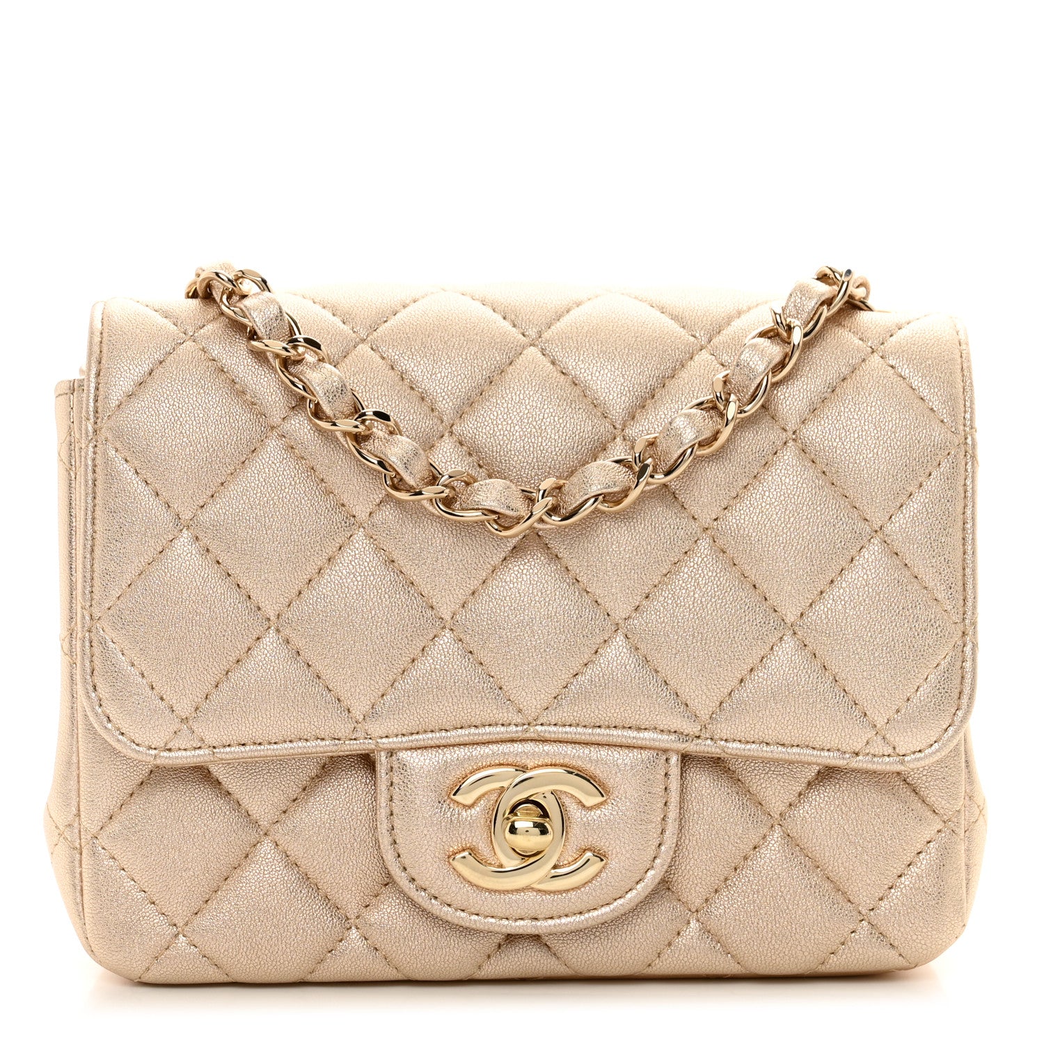 Chanel Metallic Lambskin Quilted Mini Square Flap Gold 1 of 10