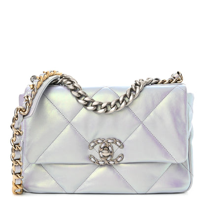 Chanel Iridescent Calfskin Quilted Medium Chanel 19 Flap Light Purple Blue 1 of 12