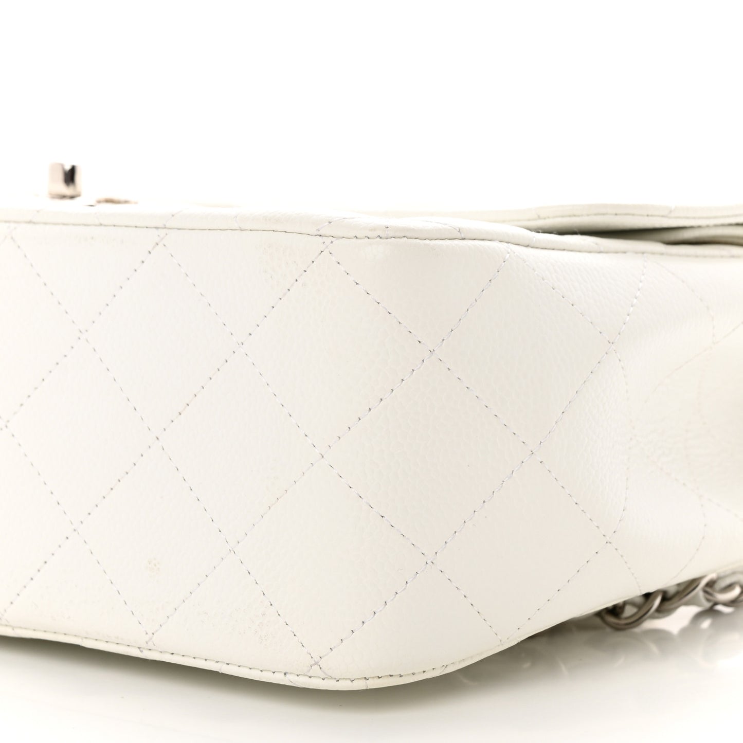 Caviar Quilted Jumbo Double Flap White