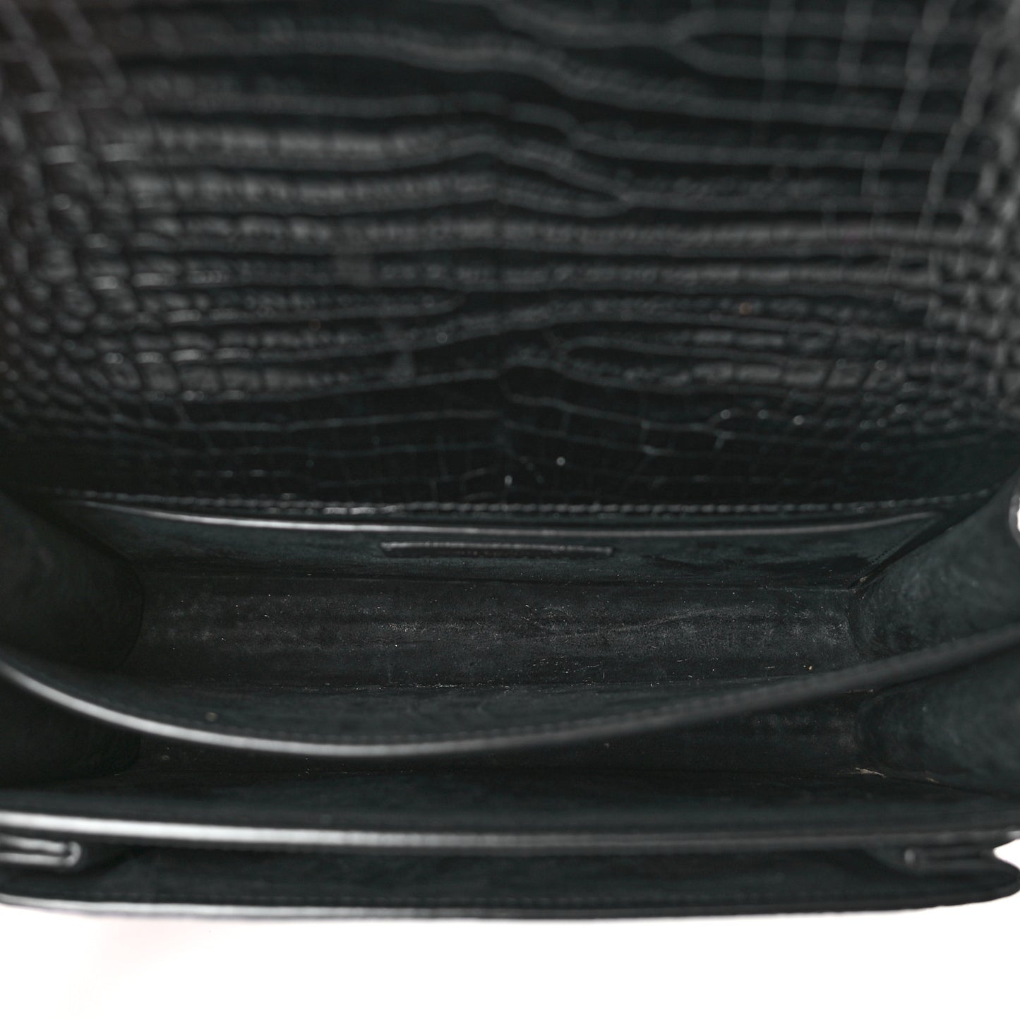 Calfskin Crocodile Embossed Medium Monogram Sunset Black
