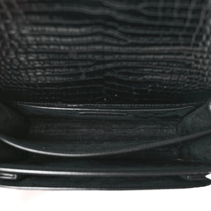 Saint Laurent Calfskin Crocodile Embossed Medium Monogram Sunset Black 5 of 8