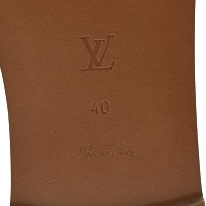 Louis Vuitton Calfskin Lock It Flat Mule 40 Cognac 7 of 9