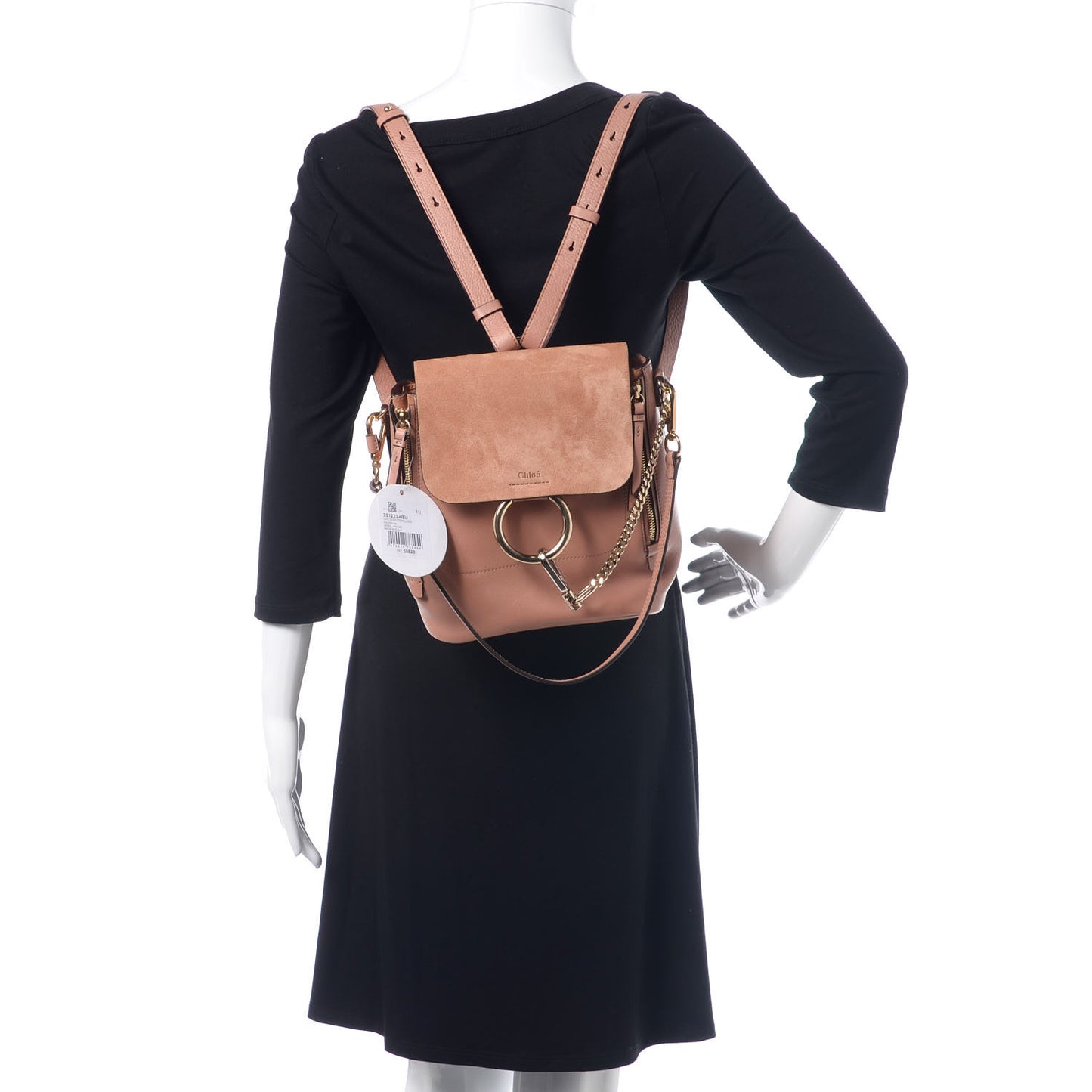 Suede Calfskin Small Faye Backpack Nougat