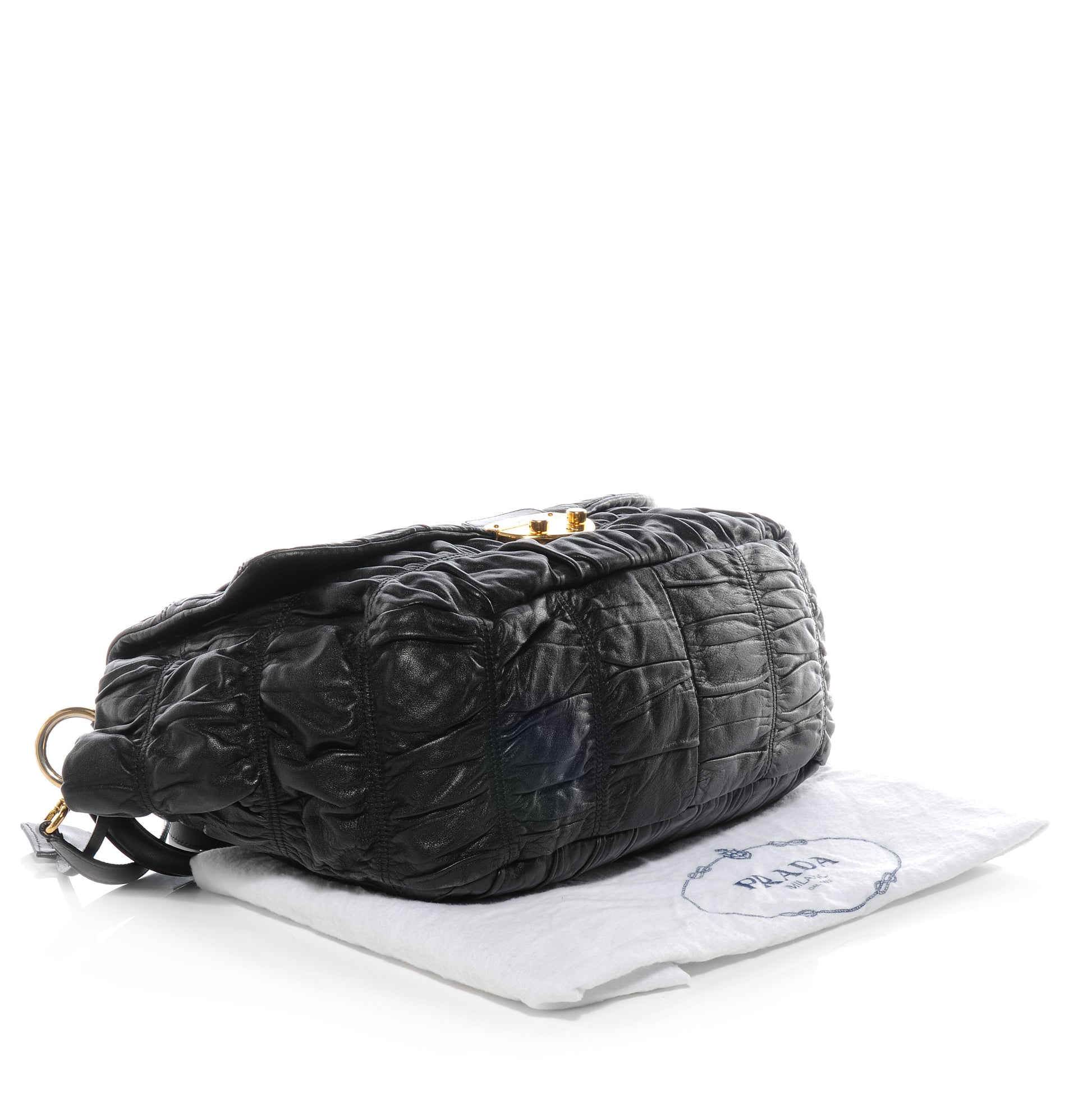 Prada Nappa Dressy Gaufre Flap Bag Black 4 of 9