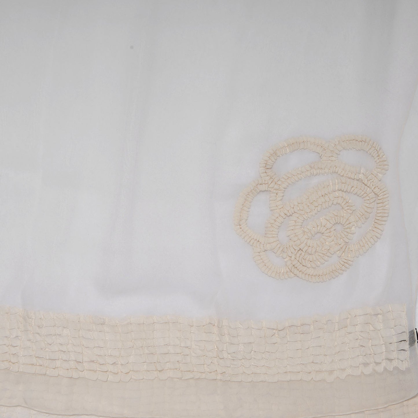 Silk Camellia Scarf White Cream