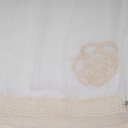 Chanel Silk Camellia Scarf White Cream 1 of 5