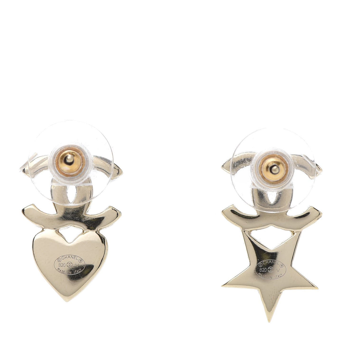 Crystal Pearl Charming Winter CC Star Heart Earrings Gold