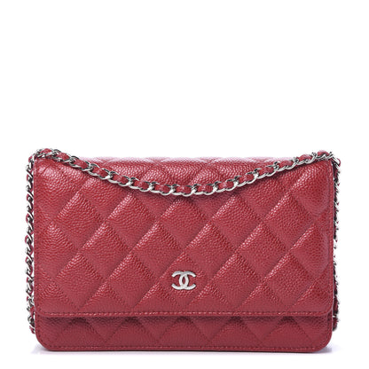 Chanel Iridescent Caviar Quilted Wallet On Chain WOC Red 1 of 11
