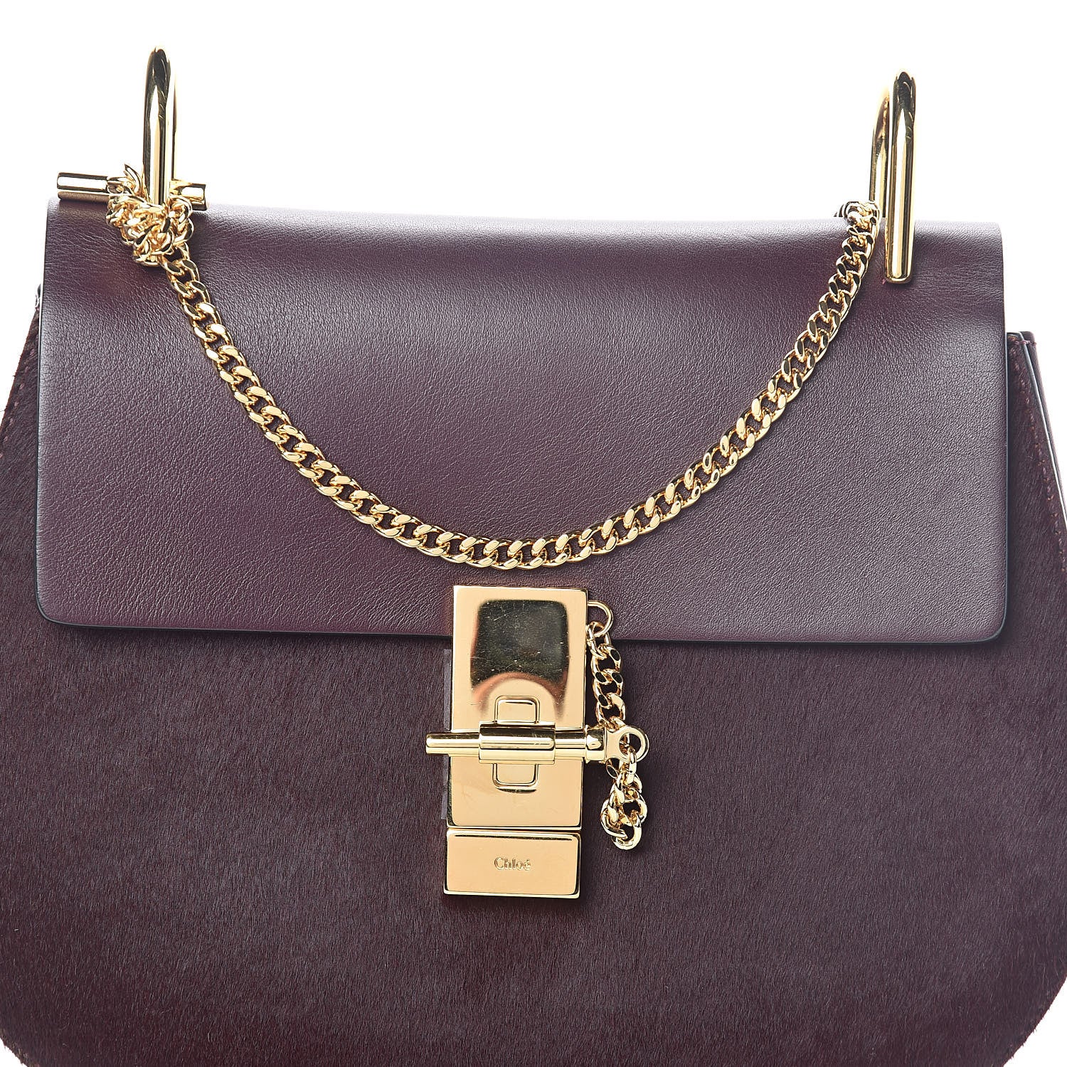 Chloe Calfskin Pony Hair Drew Shoulder Bag Sienna Red 7 of 9