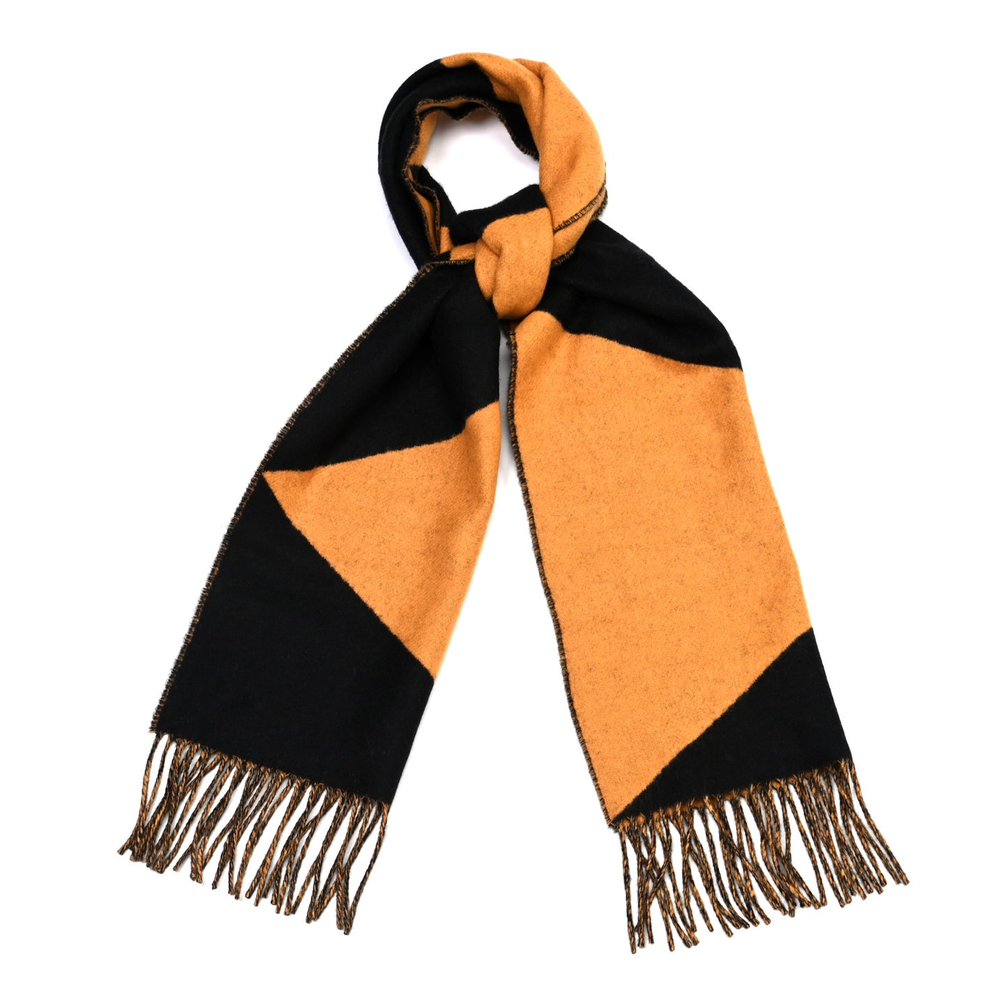 Cashmere Casaque Zig Zag Muffler Black Ocre Dore