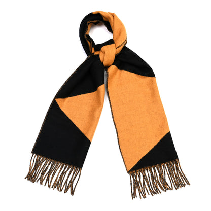 Hermes Cashmere Casaque Zig Zag Muffler Black Ocre Dore 1 of 5