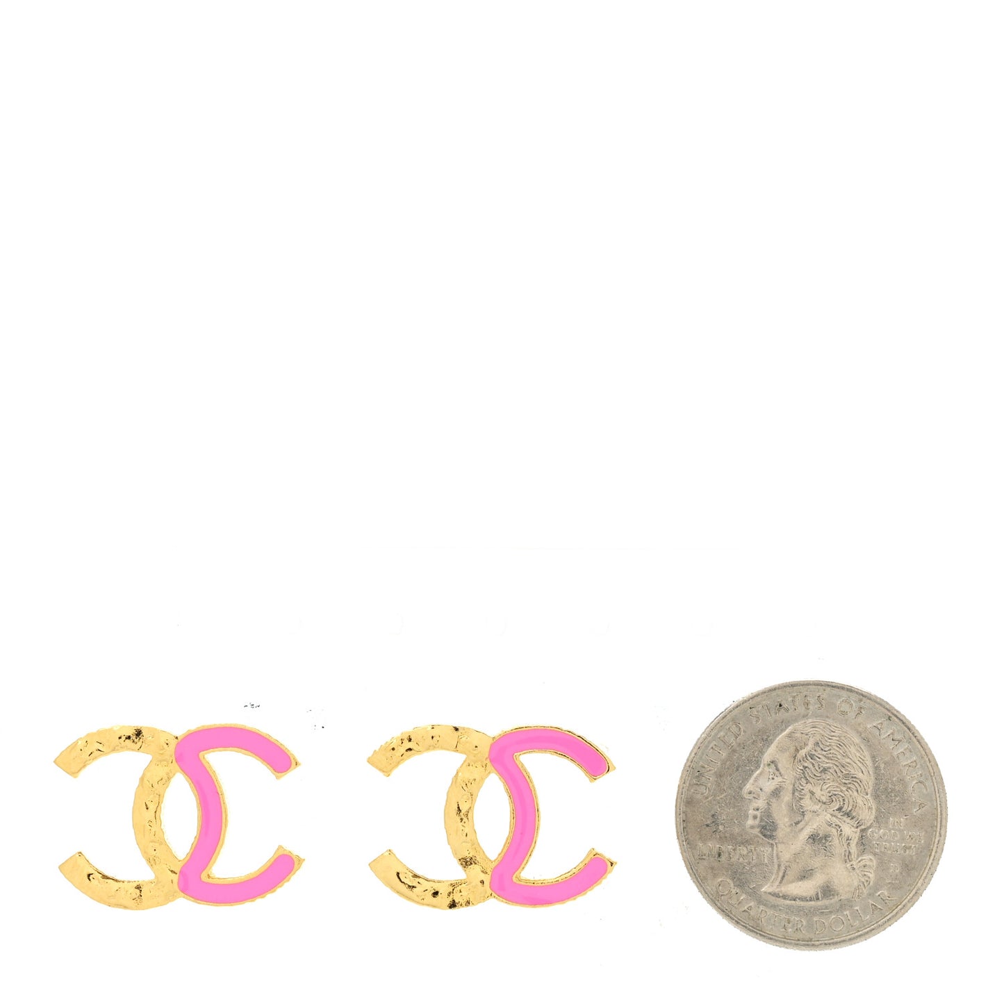 Enamel CC Earrings Pink Gold