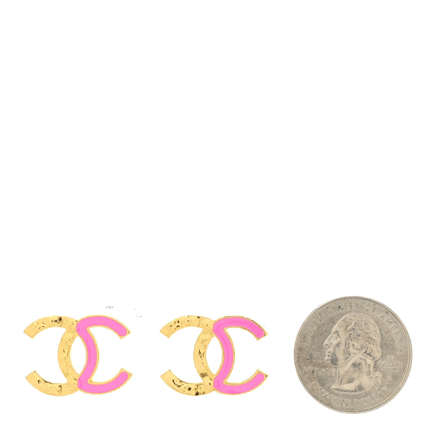 Chanel Enamel CC Earrings Pink Gold 2 of 5