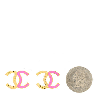 Chanel Enamel CC Earrings Pink Gold 2 of 5
