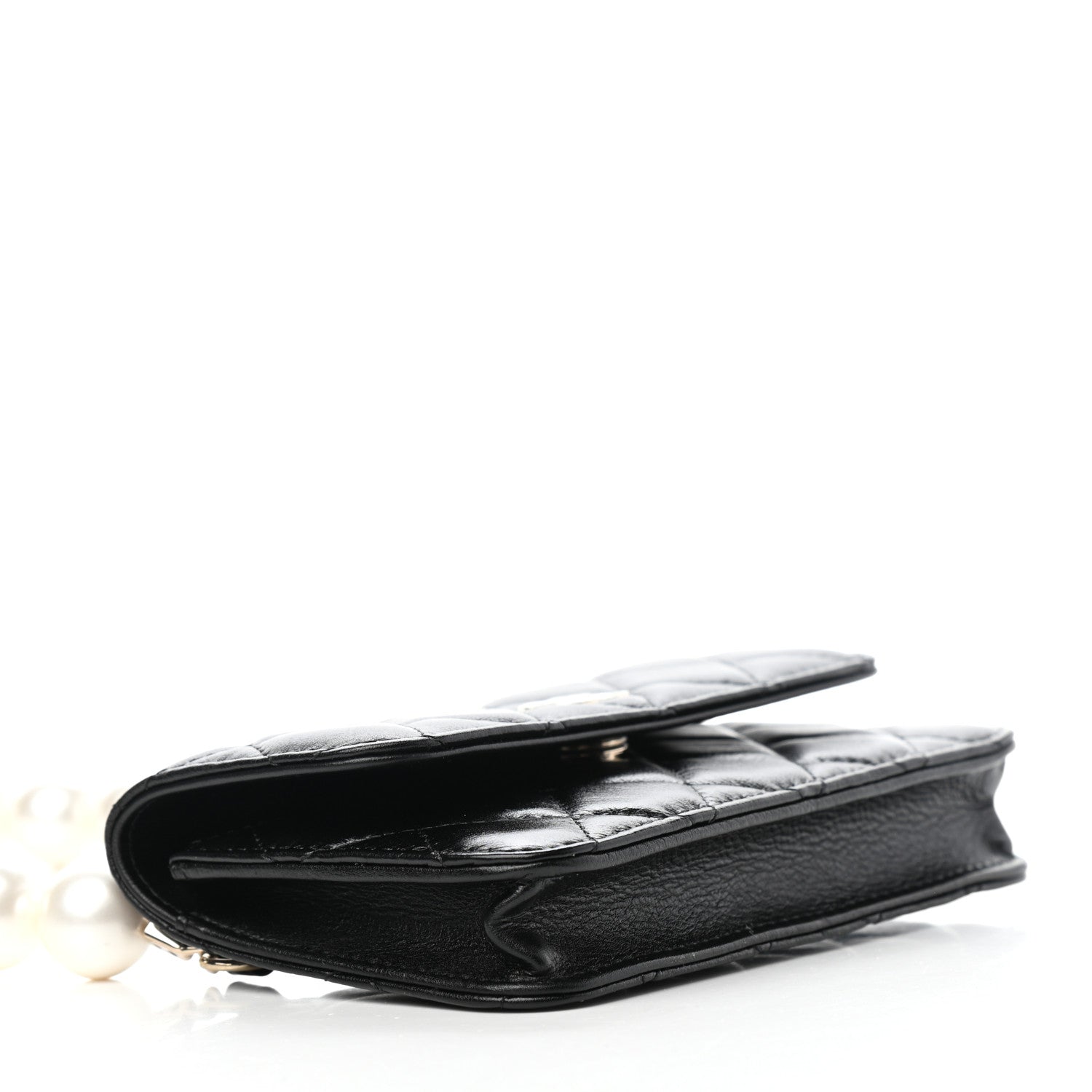 Chanel Calfskin Quilted Maxi Pearls Clutch With Chain Black 3 of 7