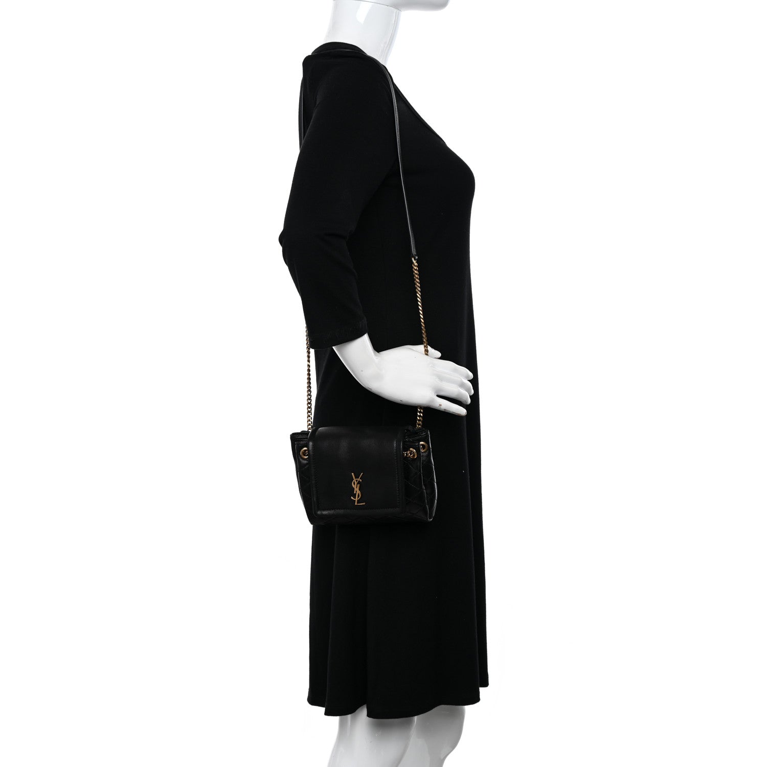 Saint Laurent Lambskin Quilted Monogram Mini Nolita Black 2 of 10