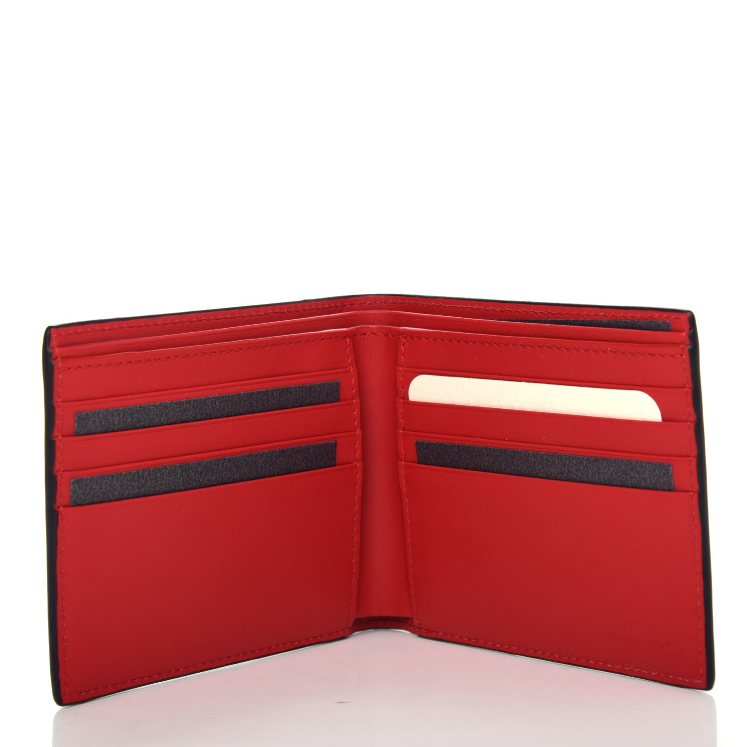 Fendi Vitello Century Monster Eyes Inlay Bi-Fold Wallet Black Giallo Rosso 5 of 9