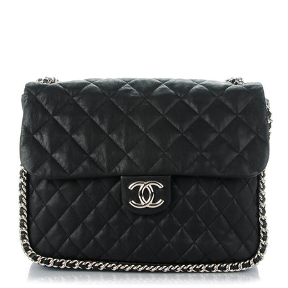 Chanel Washed Lambskin Quilted Maxi Chain Around Flap Black 1 of 7