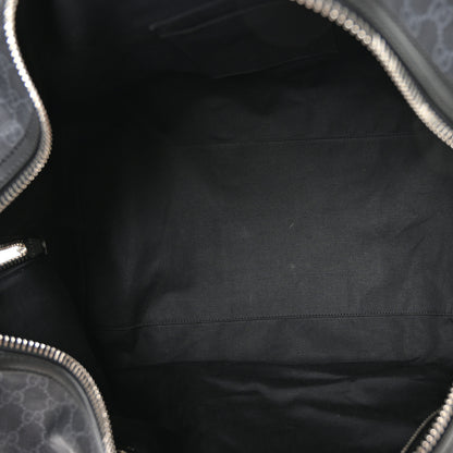 Gucci Soft GG Supreme Monogram Appia Calfskin Web Large Carry On Duffle Bag Black Grey 4 of 11