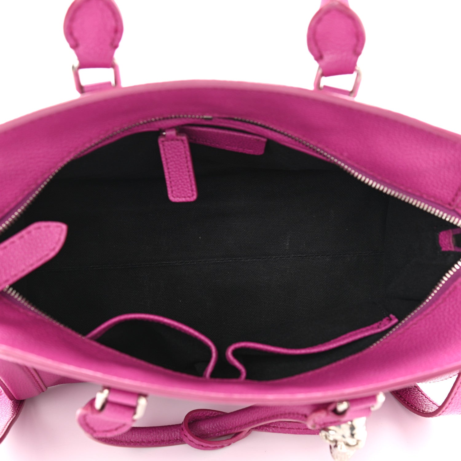 Alexander McQueen Pebbled Calfskin Small Skull Padlock Zip Around Tote Bouganville 4 of 11