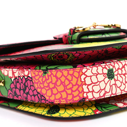 Gucci X KEN SCOTT Textured Calfskin Pomponica Print Horsebit 1955 Shoulder Bag Multicolor Fuxia Pompom 9 of 10