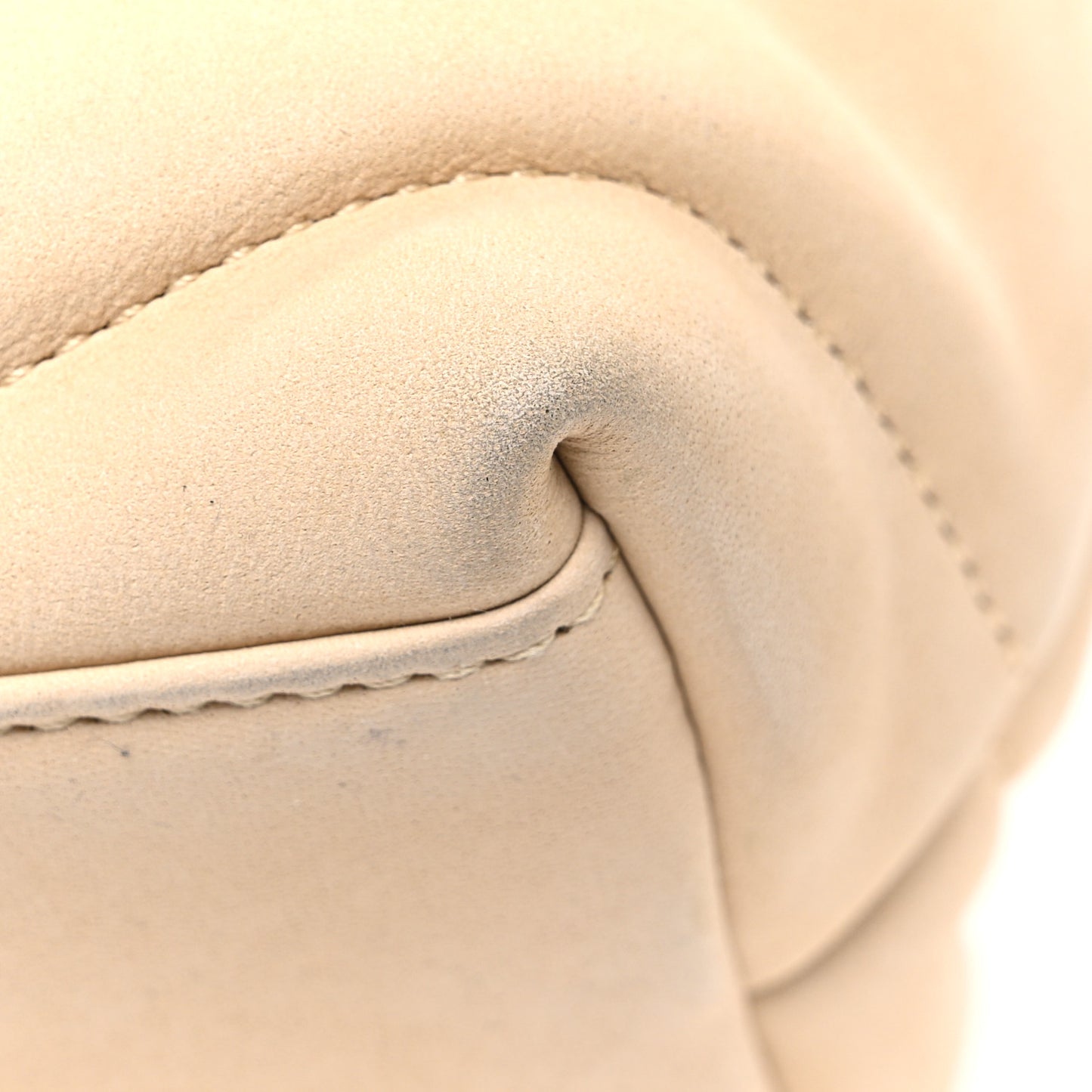 Nubuck Suede Quilted Small Loulou Puffer Monogram Chain Satchel Beige
