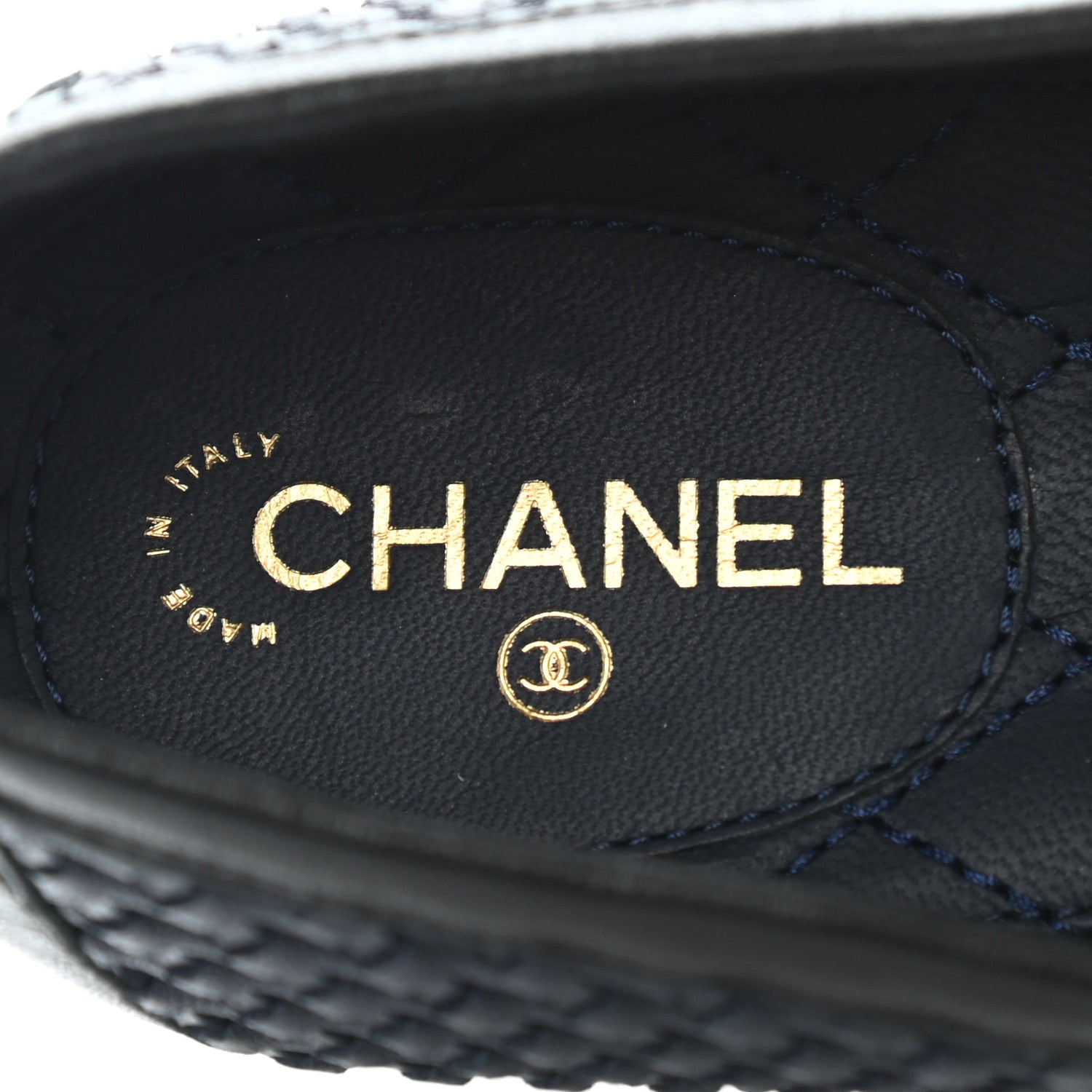 Chanel Lambskin Calfskin Braided Mocassin Loafers 38.5 Navy Black 7 of 8