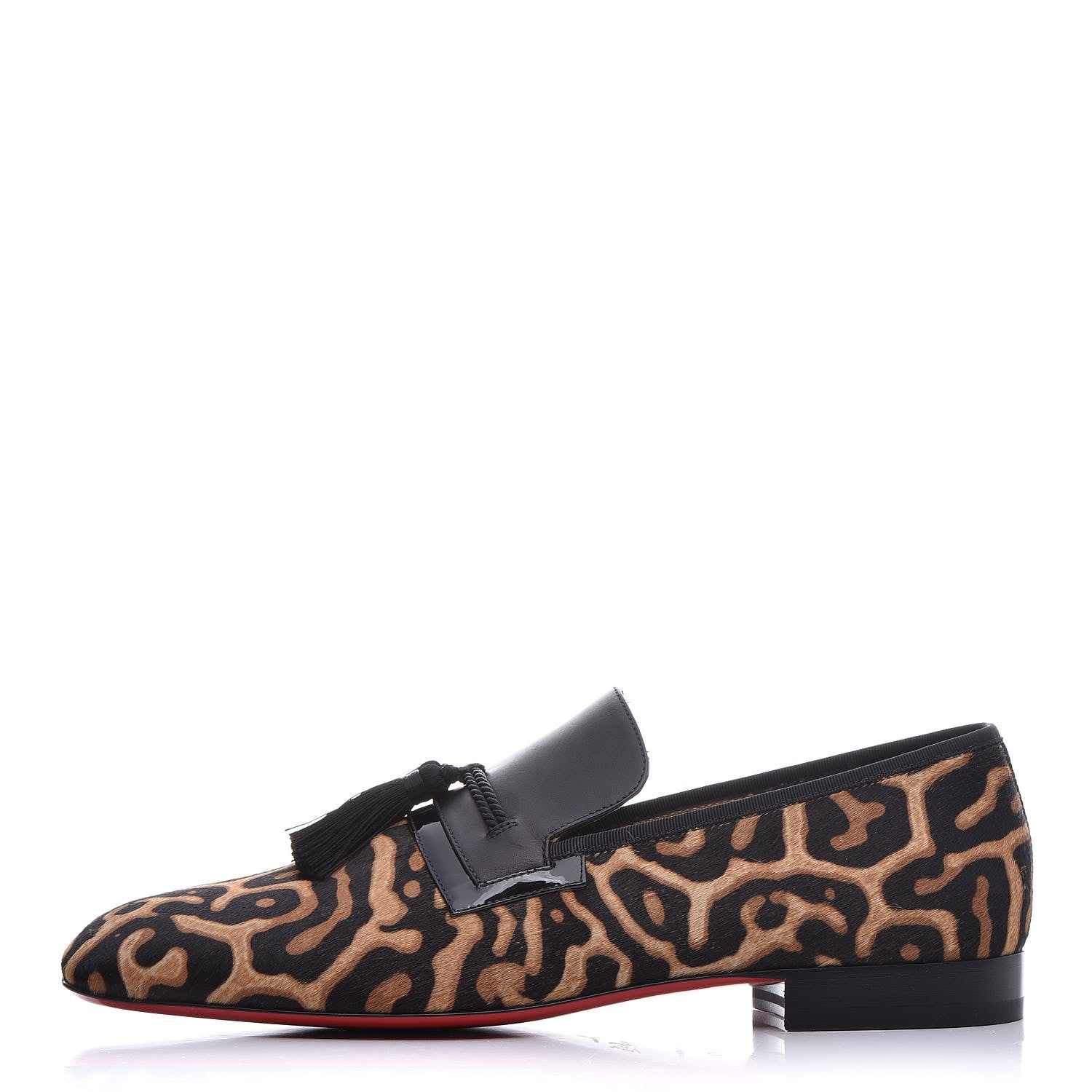 Christian Louboutin Leopard Print Pony Hair Mens By the Sofa Flat Loafers 43 Black Brown 1 of 10