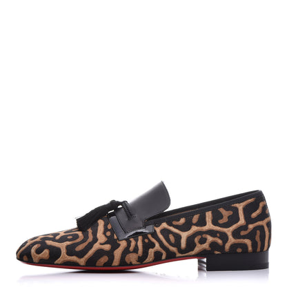 Christian Louboutin Leopard Print Pony Hair Mens By the Sofa Flat Loafers 43 Black Brown 1 of 10