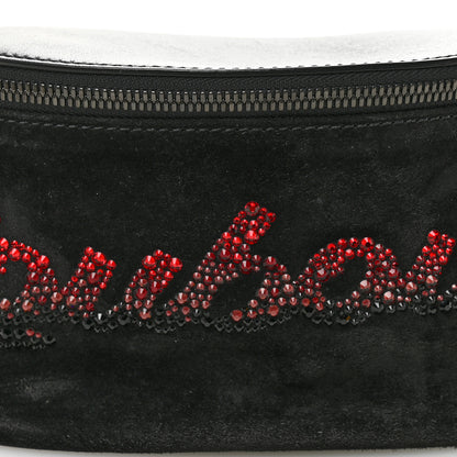 Christian Louboutin Suede Crystal Marie Jane Belt Bag Black Red 7 of 9