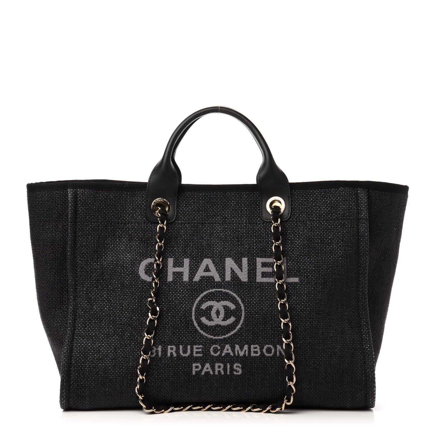 Chanel Woven Straw Raffia Medium Deauville Tote Black 1 of 11