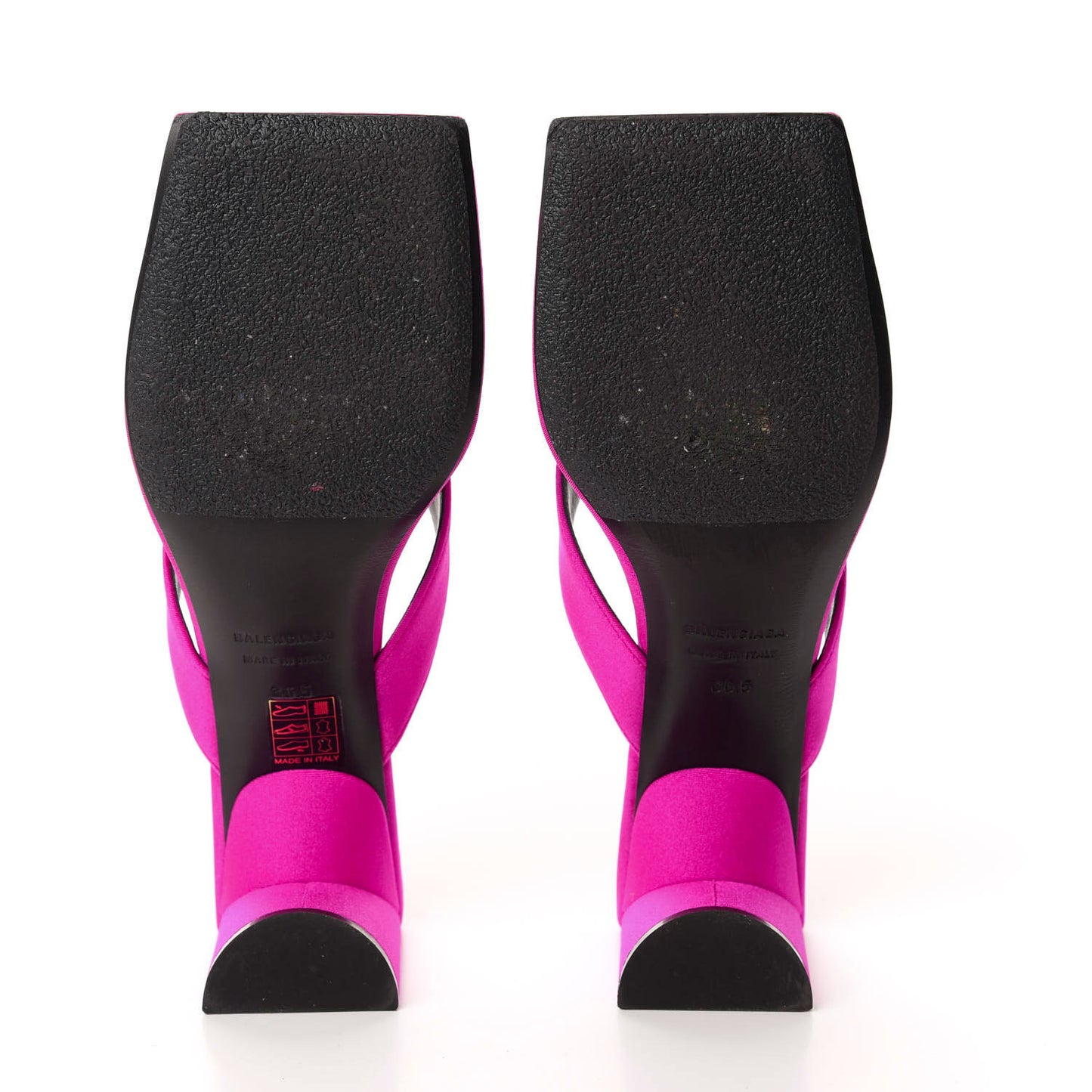 Spandex Double Square Flat 60mm Sandals 36.5 Lipstick Pink Black