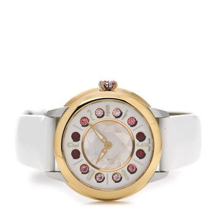 Fendi Stainless Steel Calfskin Mother of Pearl Topaz Spinel 38mm Ishine Rotating Gem Quartz Watch 2 of 7