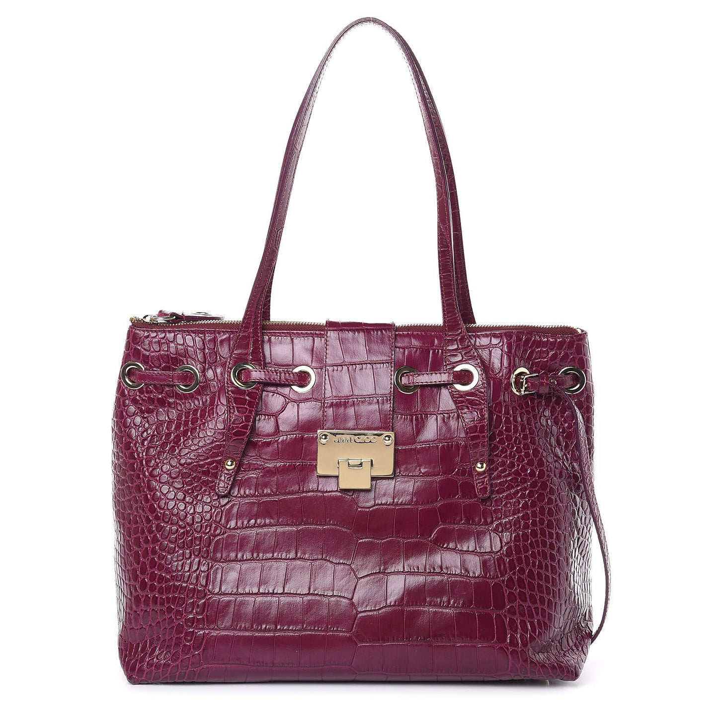 Calfskin Crocodile Embossed Medium Rhea Purple