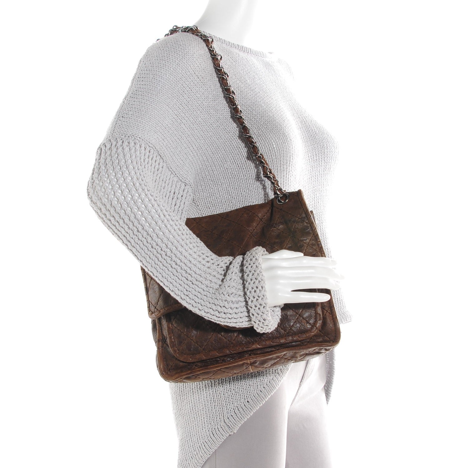 Chanel Aged Crumpled Calfskin Small Vintage Flap Brown 2 of 9