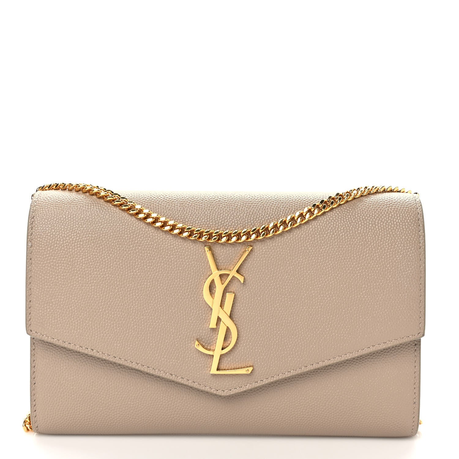 Saint Laurent Grain De Poudre Monogram Uptown Chain Wallet Dark Beige 3 of 12