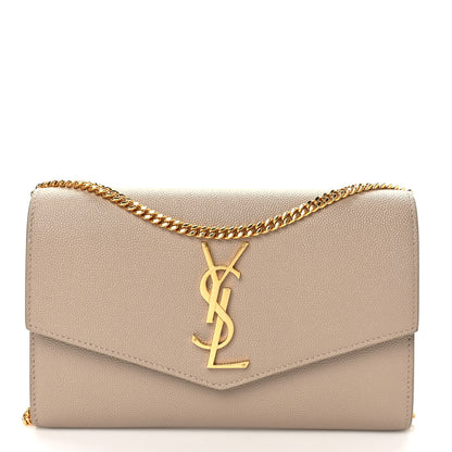 Saint Laurent Grain De Poudre Monogram Uptown Chain Wallet Dark Beige 3 of 12