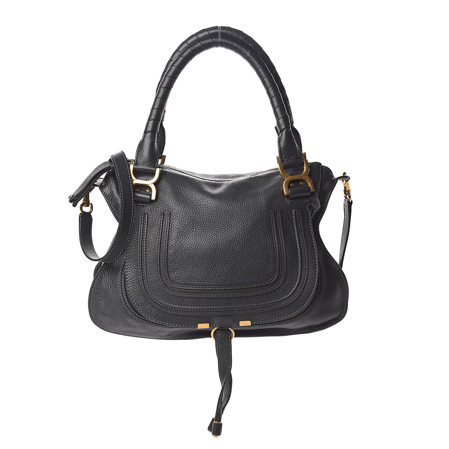 Calfskin Medium Marcie Satchel Black