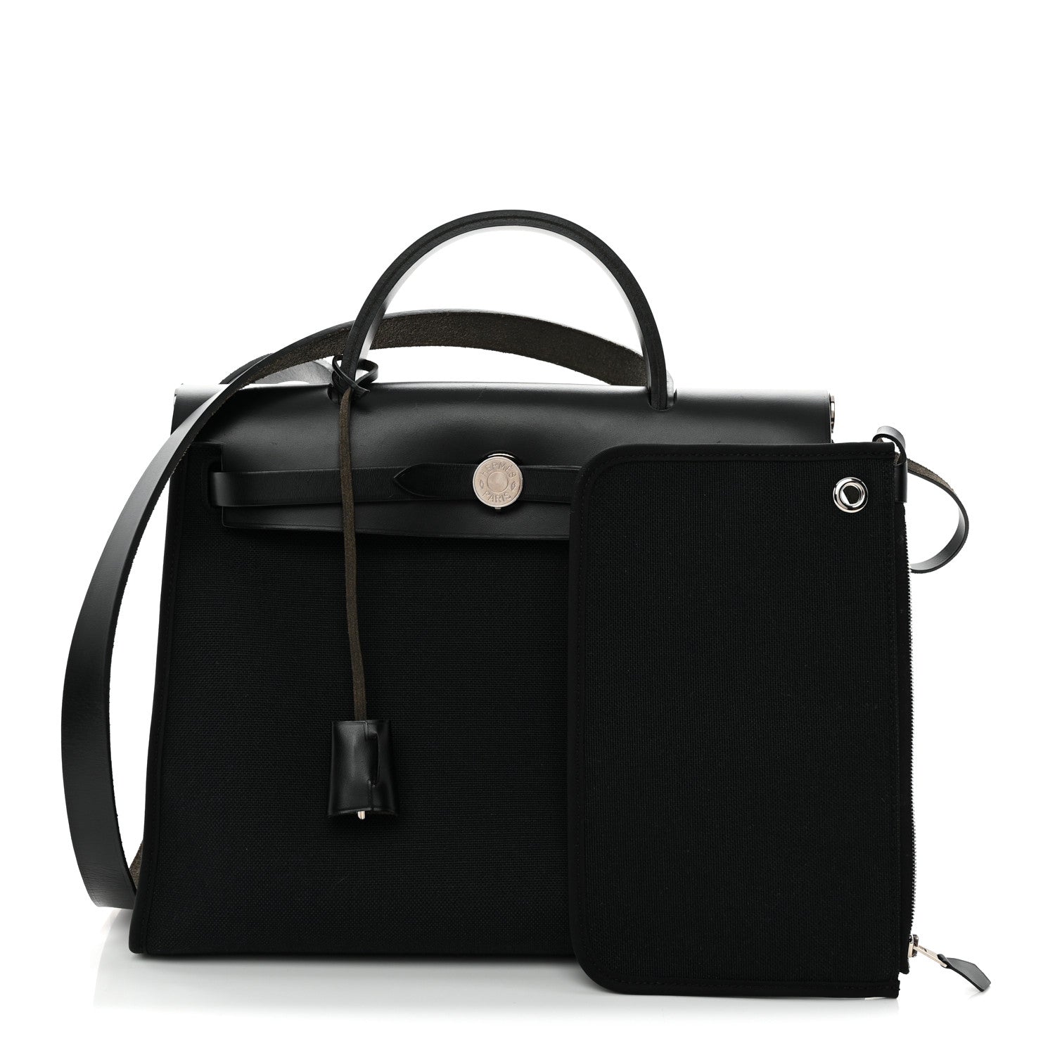 Hermes Military Toile Vache Hunter Herbag Zip PM 31 Black 3 of 12