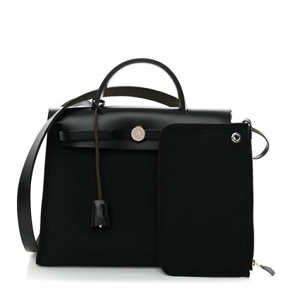 Hermes Military Toile Vache Hunter Herbag Zip PM 31 Black 3 of 12