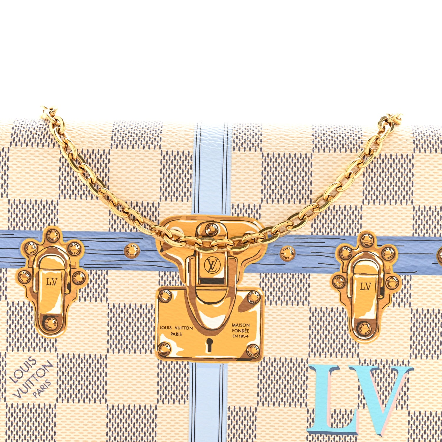 Louis Vuitton Damier Azur Summer Trunks Pochette Weekend 8 of 11