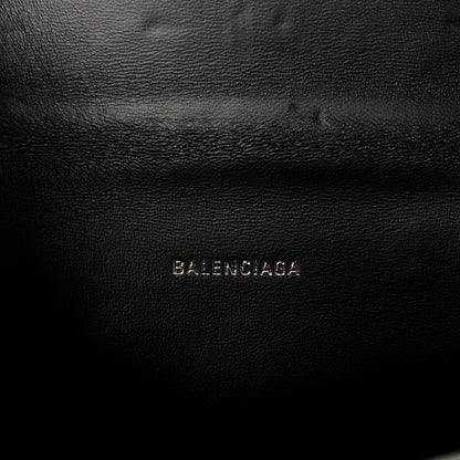 Balenciaga Shiny Calfskin Monochrome Crocodile Embossed Hourglass Top Handle Bag XS Black 6 of 10